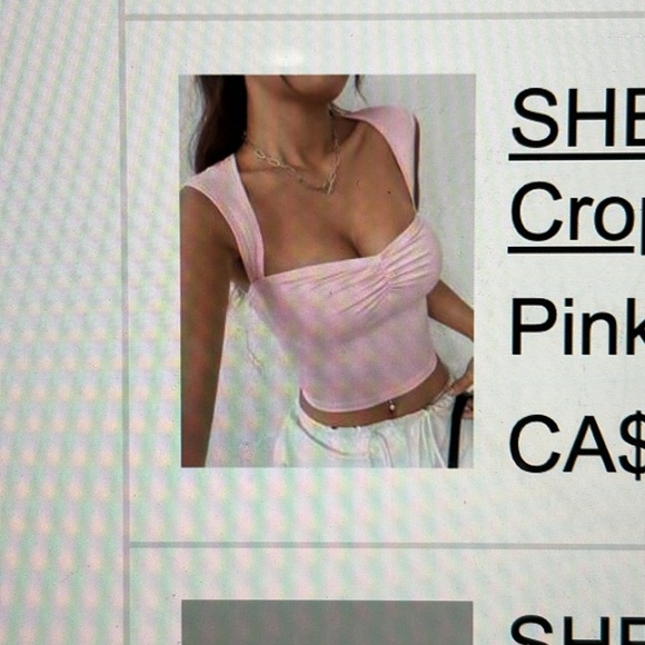 Shein EZwear cut out ruched bust crop top pink SIZE US6/M - Picture 2 of 2